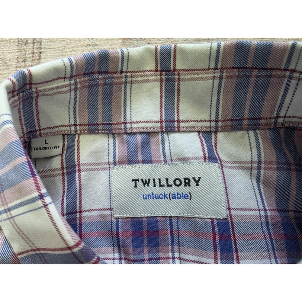 Twillory Mens Large Blue Red Plaid Button Shirt large - Picture 4 of 8